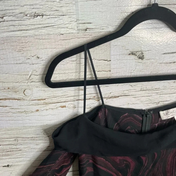 Rachel Zoe black red Maxi long sleeve cold shoulder dress size small - Picture 5 of 14